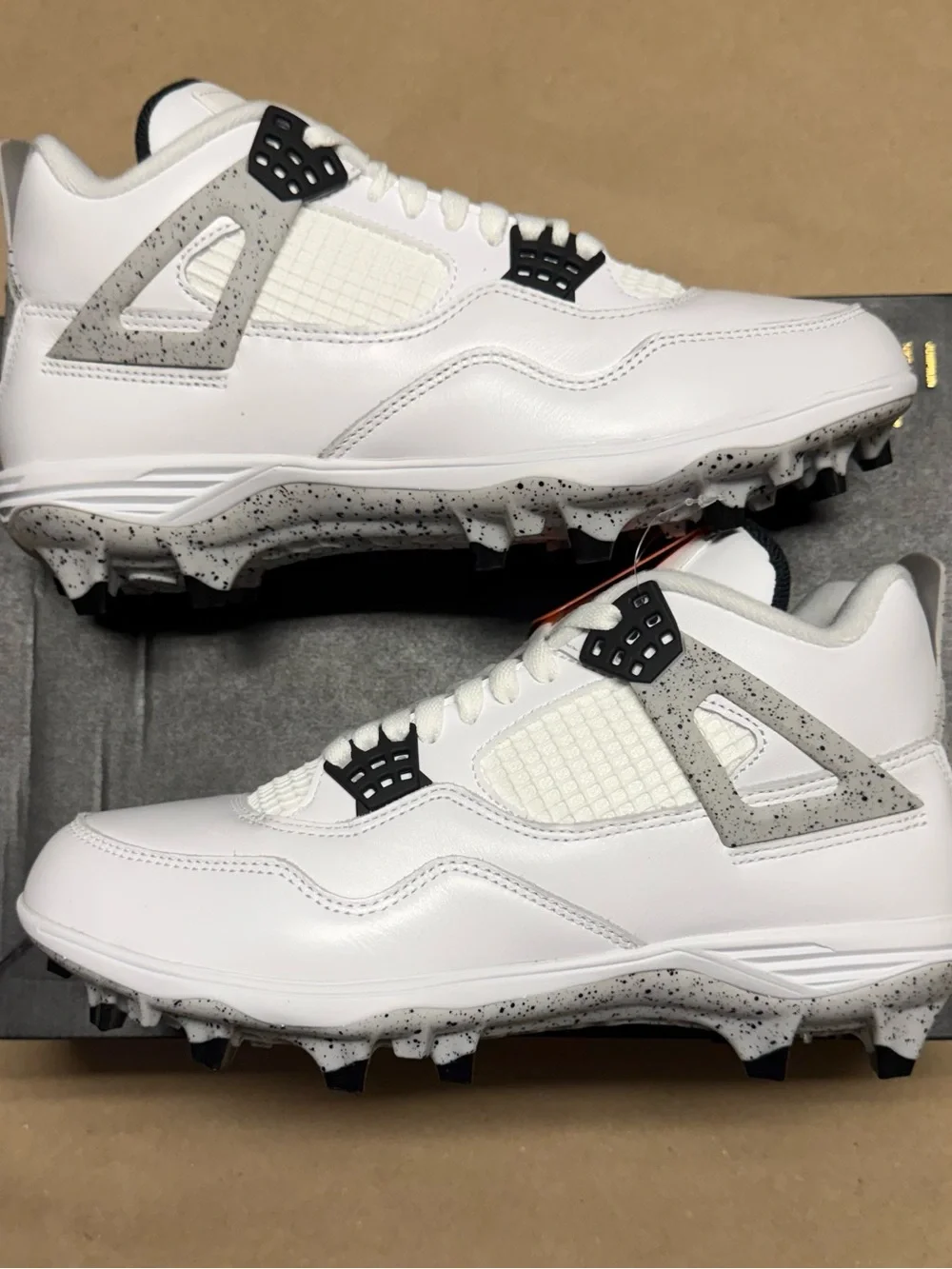 Nike Air Jordan 4 Retro TD Cleat White Cement Mens size 9 Football Shoes NEW!
